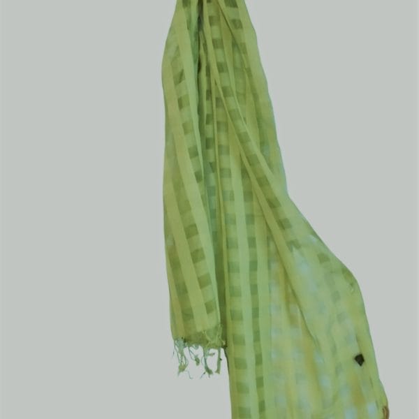 Silk light green scarf with checkered pattern Composition: Silk100% Colour: Light Green Dimensions: 0,50 x 1,80 Care: Dry Clean
