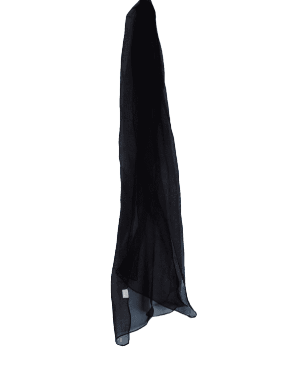 BLACK CHIFFON SILK SCARF Composition: Silk 100% Colour: Black Dimensions: 30cm* 1,40 Care: Dry Clean