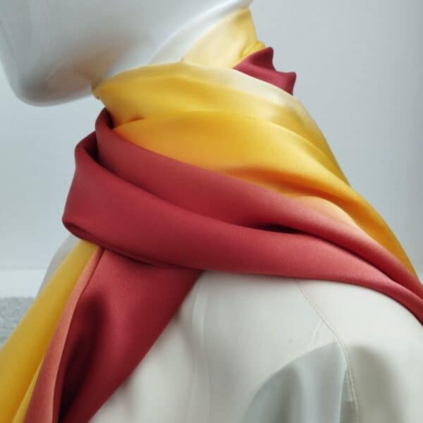Silk yellow degrade shawl crepe satin