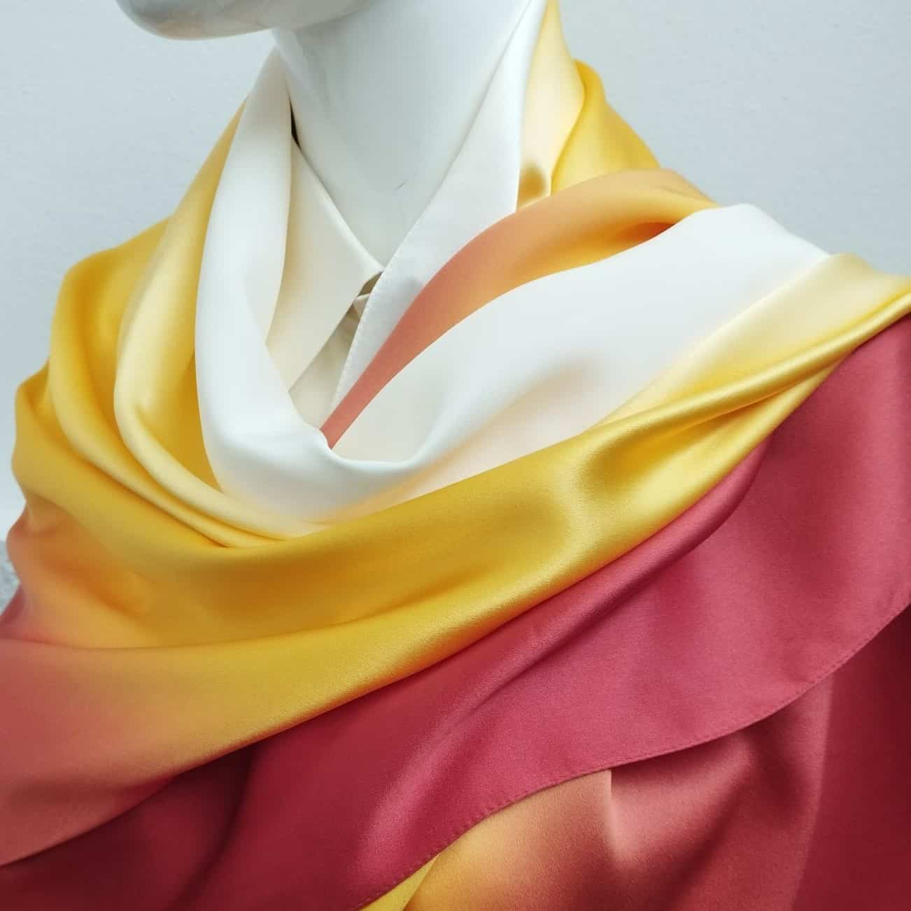Silk yellow degrade shawl crepe satin